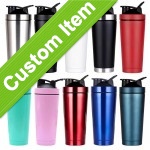 Custom Double-Layer Vacuum 304 Stainless Steel Insulated Cup Protein Shake Shaker Bottle Outdoor Sports Water Bottle